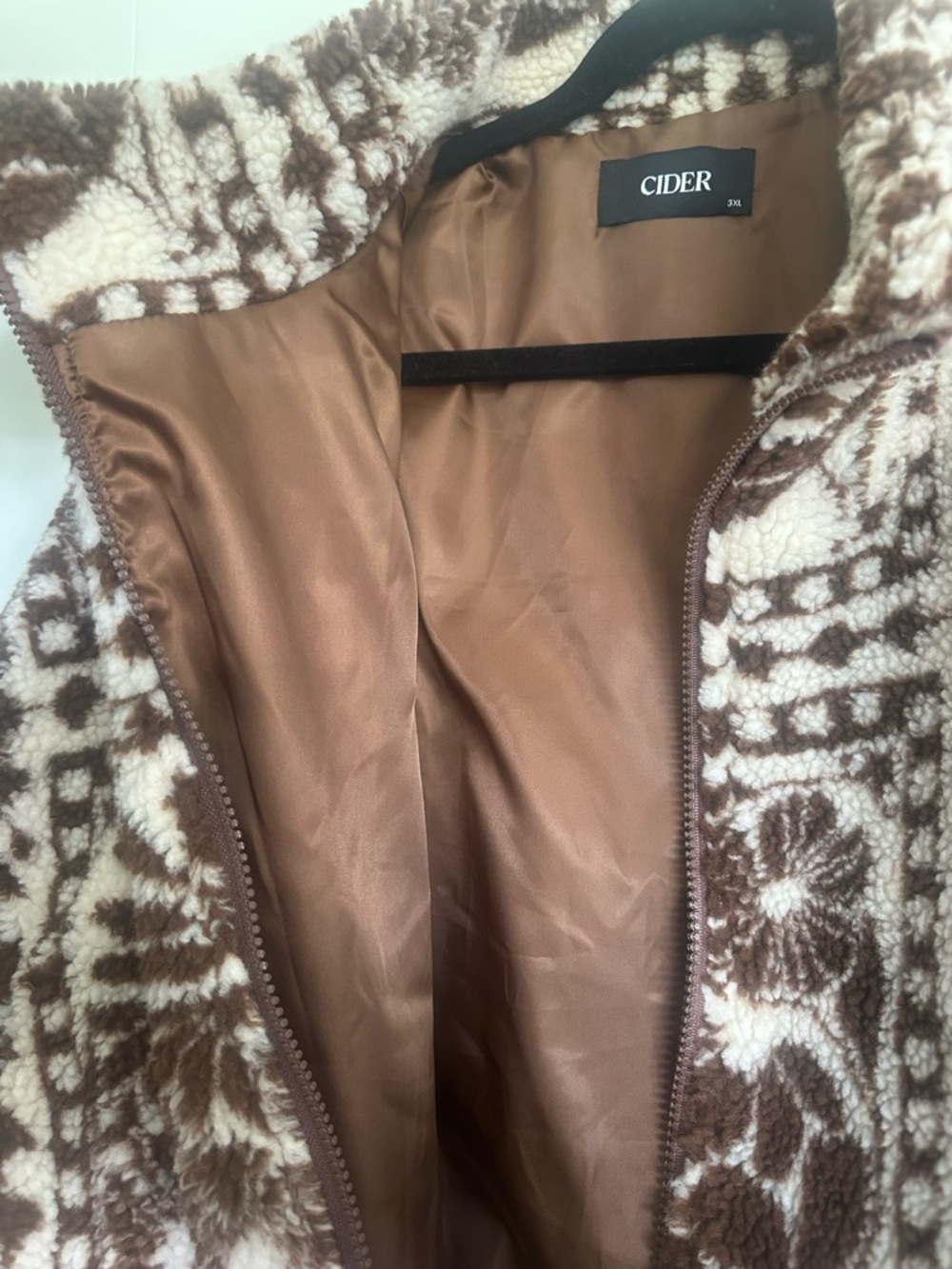 Cider Brown & Cream Floral Teddy Jacket - Picture 5 of 5